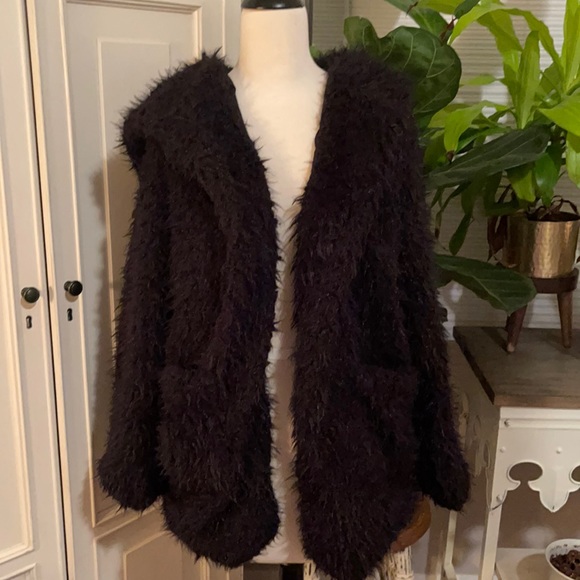 NWT Forever 21 Black Teddy Jacket w/Hood